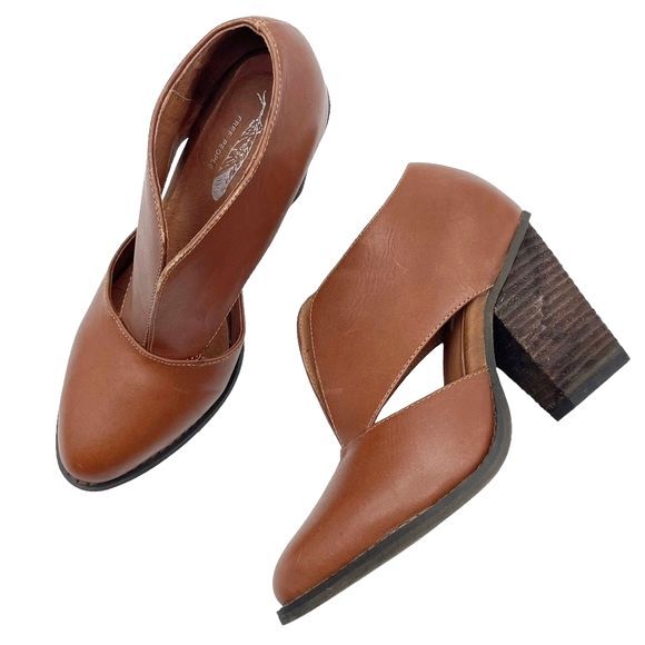 Jeffrey Campbell x Free People Boots Brown Leather Heeled Bootie Women's Size 6 - Picture 16 of 16